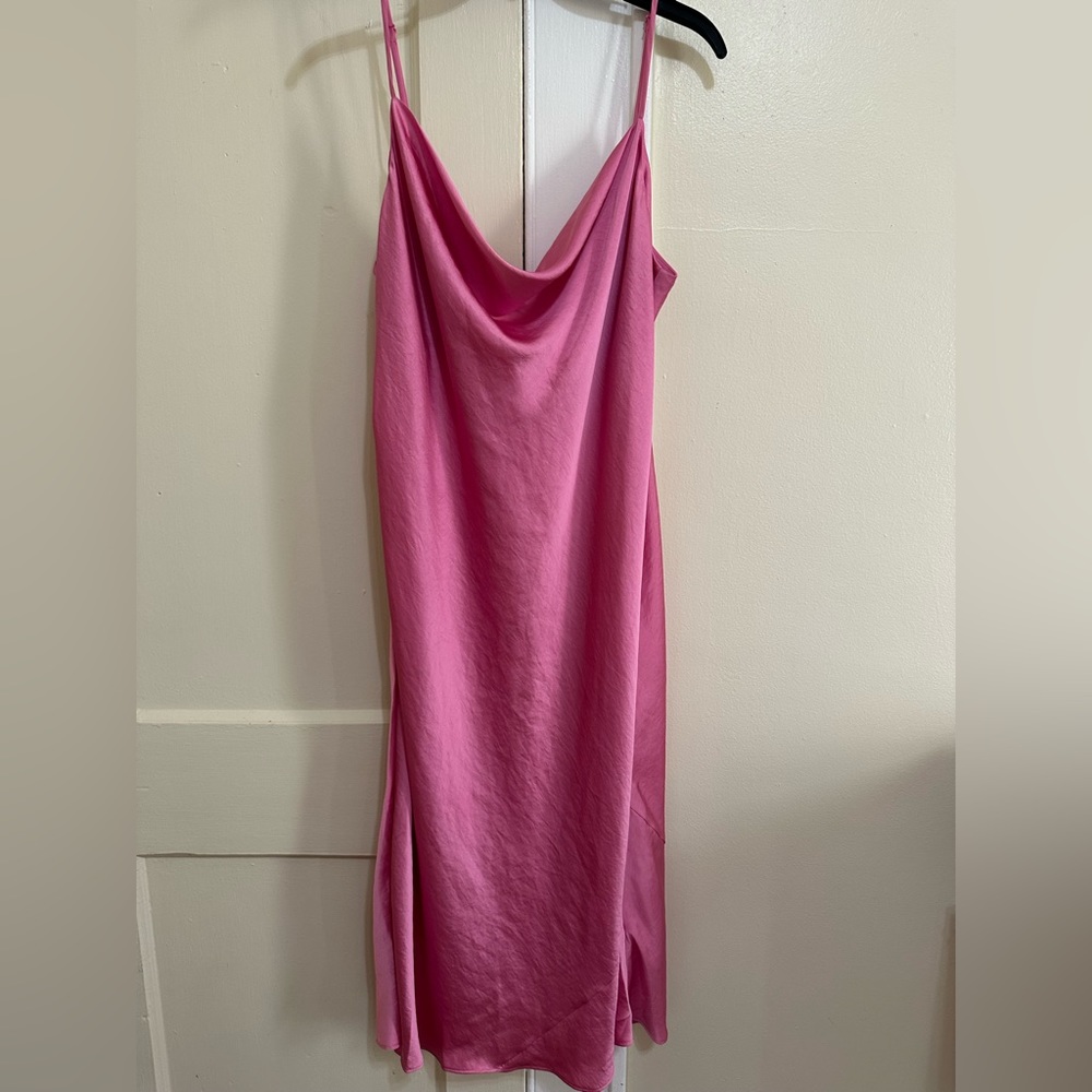 Aritzia Wilfred Bubblegum Pink Cowl Midi Slip Dress